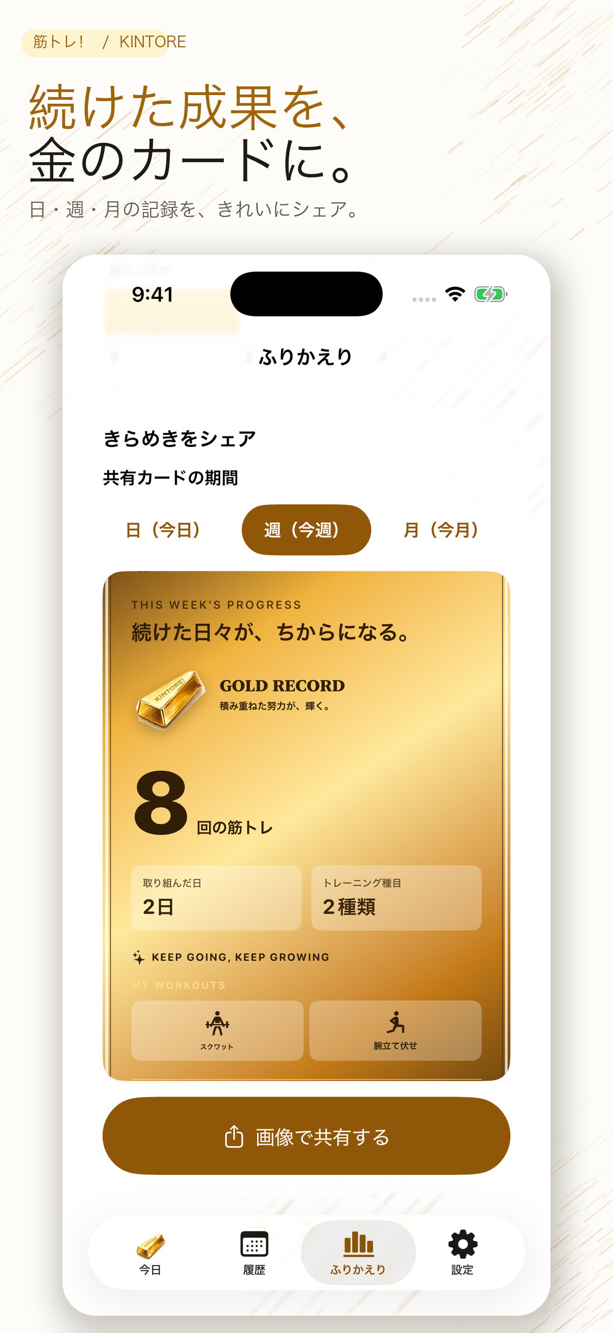 金色の週間ふりかえり共有カード
